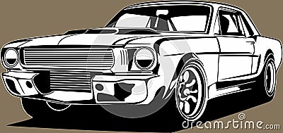 Classic american vintage retro icon of muscle car Ford Mustang Stock Photo