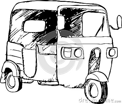 Vector graphic of a traditional taxi in Indonesia known as Bajaj Vector Illustration