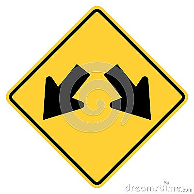 Vector graphic of a usa Double Obstacle Ahead highway sign. It consists of two diagonally downward pointing arrows within a black Vector Illustration