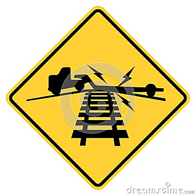 Vector graphic of a usa low ground clearance highway sign. It consists of the silhouette of a truck hitting the railroad track Vector Illustration