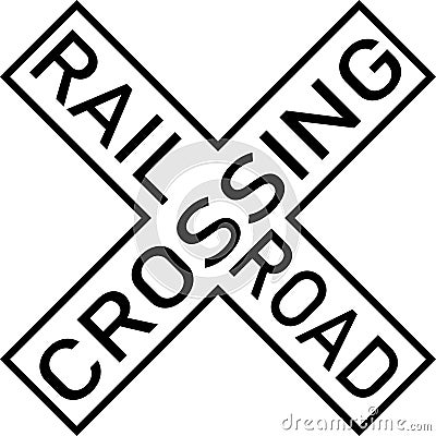 Vector graphic of a usa Railroad Crossing MUTCD highway sign. It consists of the wording Railroad Crossing in a cross contained in Vector Illustration