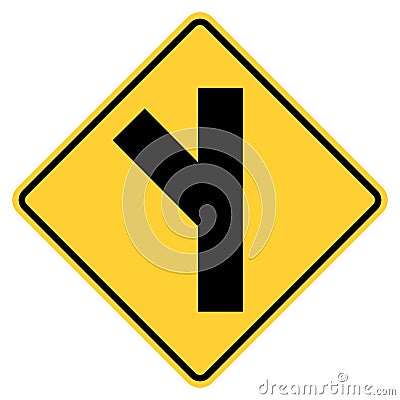 Vector graphic of a usa slanted side road junction highway sign. It consists of a black vertical line with a second black line set Vector Illustration