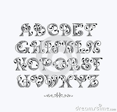 Vector graphical decorative font. Vector Illustration