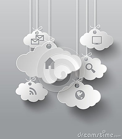 Vector graphics with cloud of application icons Vector Illustration