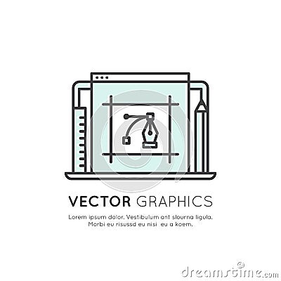 Vector Graphics and Design Creation Process Vector Illustration