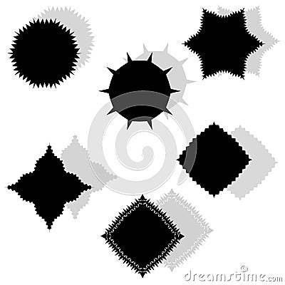 six black flat stickers with a shadow Vector Illustration