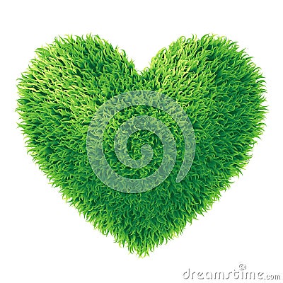 Vector grass heart isolated on white background Vector Illustration