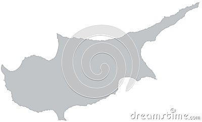 Vector gray detailed map of Cyprus island isolated on a white background. Vector Illustration
