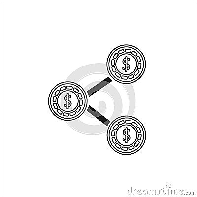 Casino chip money doubling, win icon. Vector Illustration