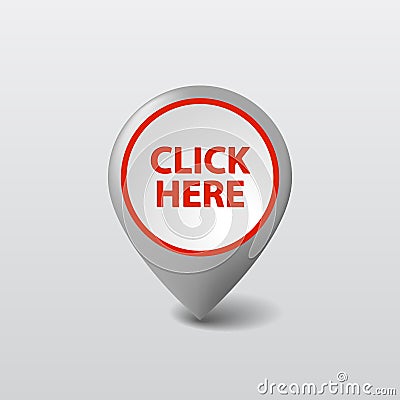 Vector gray round 3D click here pointer - button Vector Illustration
