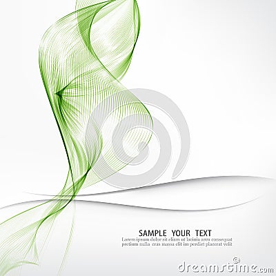 Vector gray wave background Transparent green waves of smoke Vector Illustration