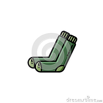 Vector green camping socks flat isolated icon Vector Illustration