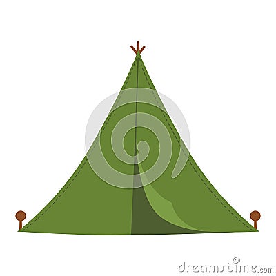 Vector green camping tent. Forest teepee icon isolated on white background. Nature outdoor travel equipment. Flat canopy Vector Illustration