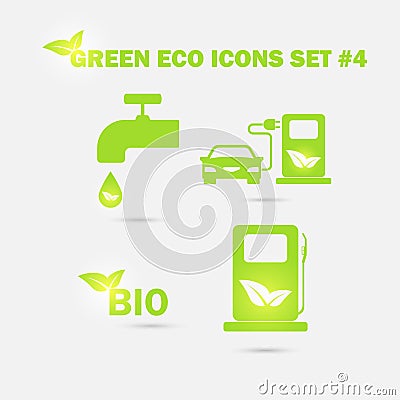 Vector green eco icons set. Vector Illustration