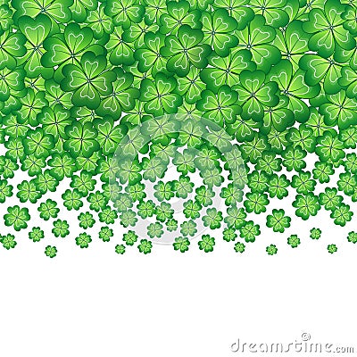 Vector green falling clovers isolated on white background Stock Photo