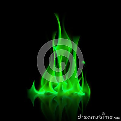 Vector Green Magic Fire Flame Bonfire Vector Illustration