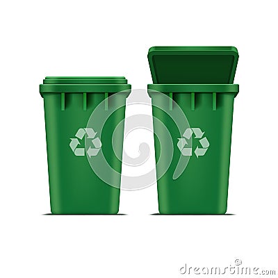 Vector Green Recycle Bin for Trash and Garbage Vector Illustration