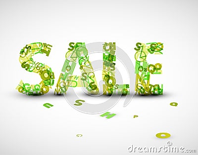 Vector green sale label made from letters Vector Illustration
