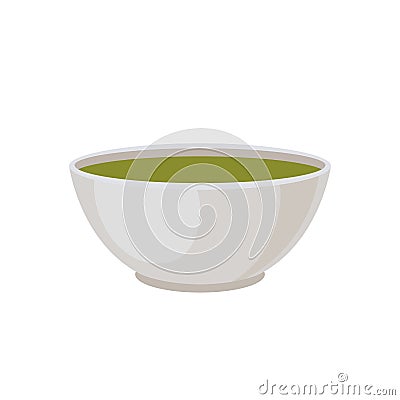 Vector Green Tea in White Cup Isolated on White Background, Matcha Tea. Vector Illustration