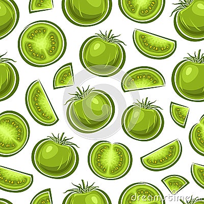 Vector Green Tomato seamless pattern Vector Illustration