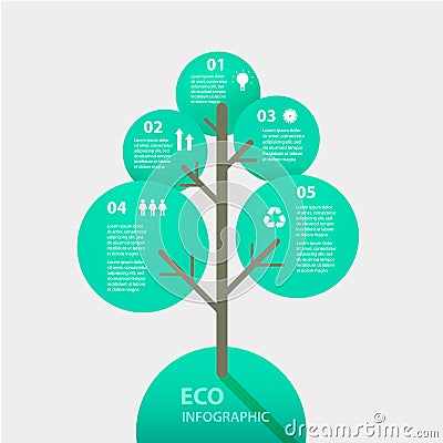 Vector green tree sign infographic. Template for Vector Illustration