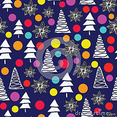 Vector green white snowman and christmas pattern Vector Illustration