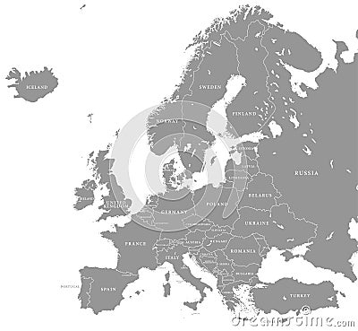 Vector Grey Europe Map Vector Illustration