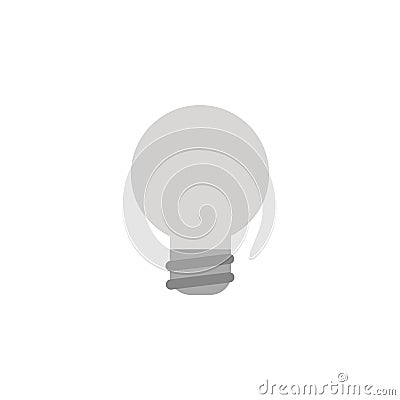 Vector grey light bulb icon on white with flat design style Vector Illustration