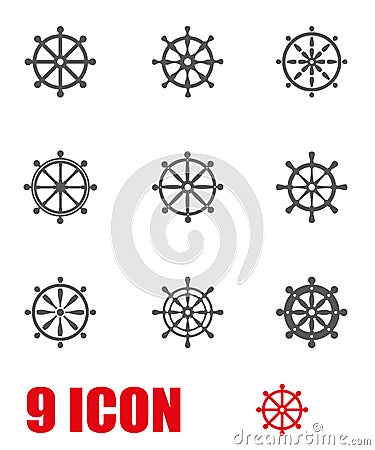 Vector grey rudder icon set Stock Photo