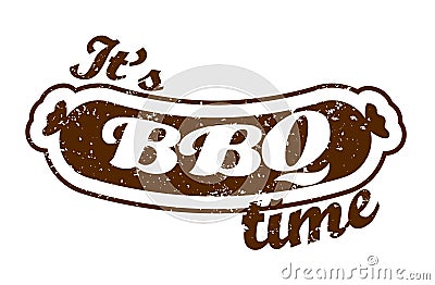 Vector. Grill sausage: It's Barbecue time. Summer BBQ. BBQ season. BBQ poster. Summer Picnic outdoor. Family BBQ day. Cartoon Illustration
