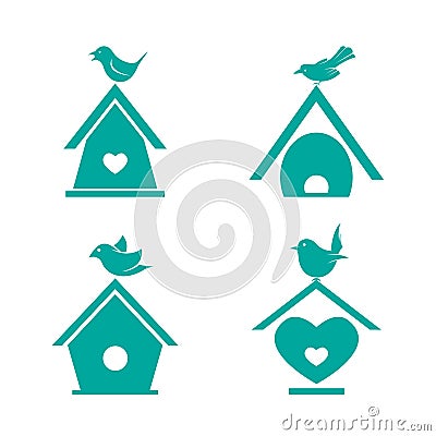 Vector group of bird houses Vector Illustration