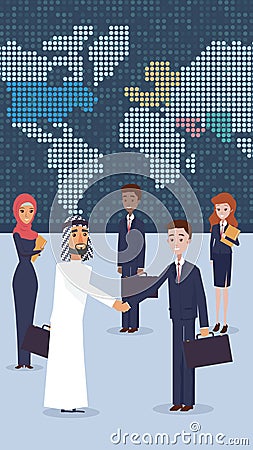 Vector Group Business People Standing in Office Vector Illustration