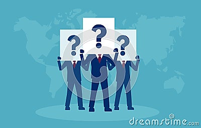 Group of businessmen in doubts about career Vector Illustration