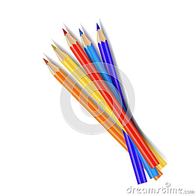 Vector group of colored pencils isolated on white background, colorful illustration template. Vector Illustration