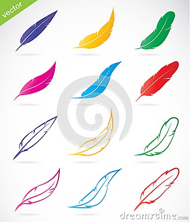 Vector group of colorful feather Vector Illustration