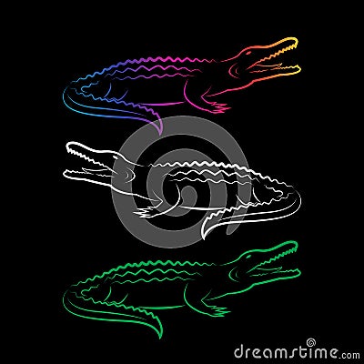 Vector group of crocodile design on black background. Vector Illustration