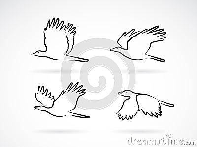 Vector group of crow flying on white background. Birds. Animals. Easy editable layered vectors illustration Vector Illustration