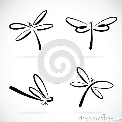 Vector group of dragonfly sketch. Vector Illustration