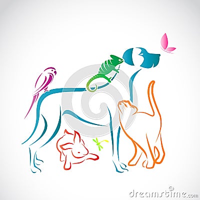 Vector group of pets Vector Illustration