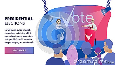 Vector Group Voter Watching Debates Candidate Vector Illustration