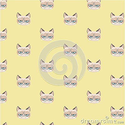 Vector grumpy cat pattern. Vector Illustration
