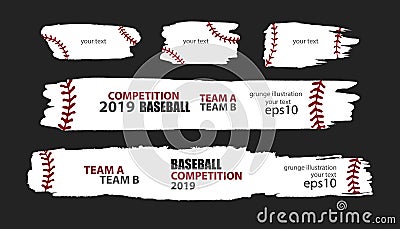 Vector grunge baseball. Templates sporty design. Print for T-shirt, flyer, horizontal abstract banner, brush strip. Vector Illustration