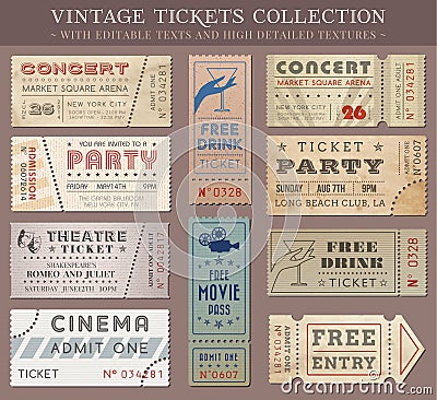 Vector Grunge Cinema tickets Vector Illustration