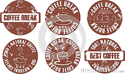 Vector grunge coffee stamp set Vector Illustration