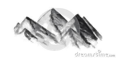 Vector grunge halftone textured mountain Vector Illustration