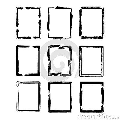 Vector grunge ink brush square border sets Vector Illustration