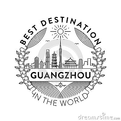 Vector Guangzhou City Badge, Linear Style Stock Photo