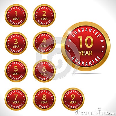 Vector guarantee sign, warranty label set for all years Vector Illustration