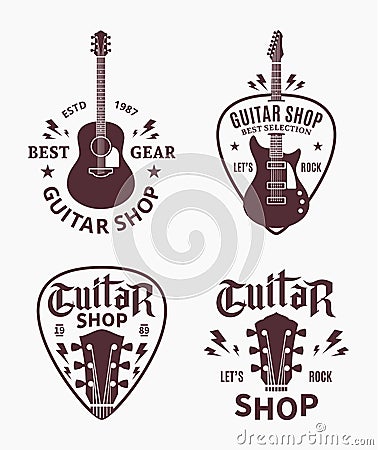 Vector guitar shop logo Vector Illustration