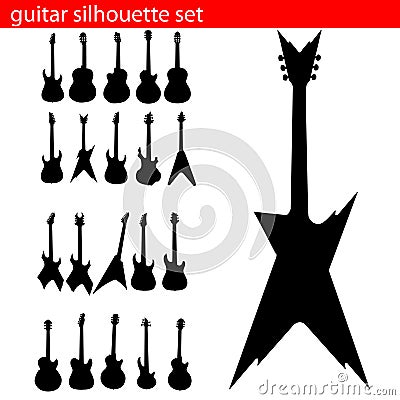 Vector guitar silhouette set Vector Illustration